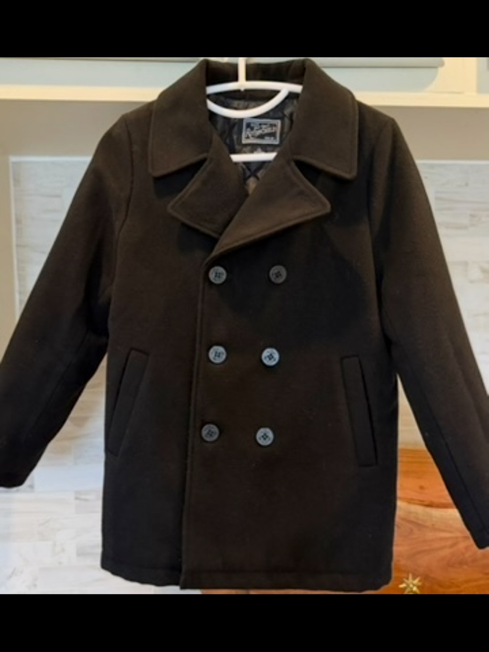 Rothschild Big Boys Black Double-Breasted Pea Coat